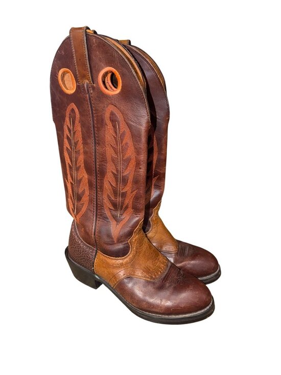 Two Tone Wing Tip Road Wolf Brown Tan Leather Western Cowboy Rodeo Boot Men’s 7W main image 7